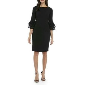 Calvin Klein Bell Sleeves Lace Chiffon Dress
